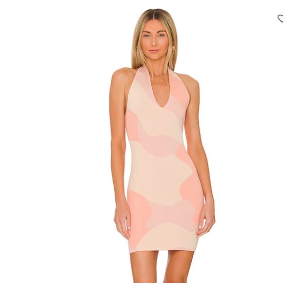 NWOT superdown Elliot Halter Mini Dress | Size L | Orange Multi - Picture 1 of 3